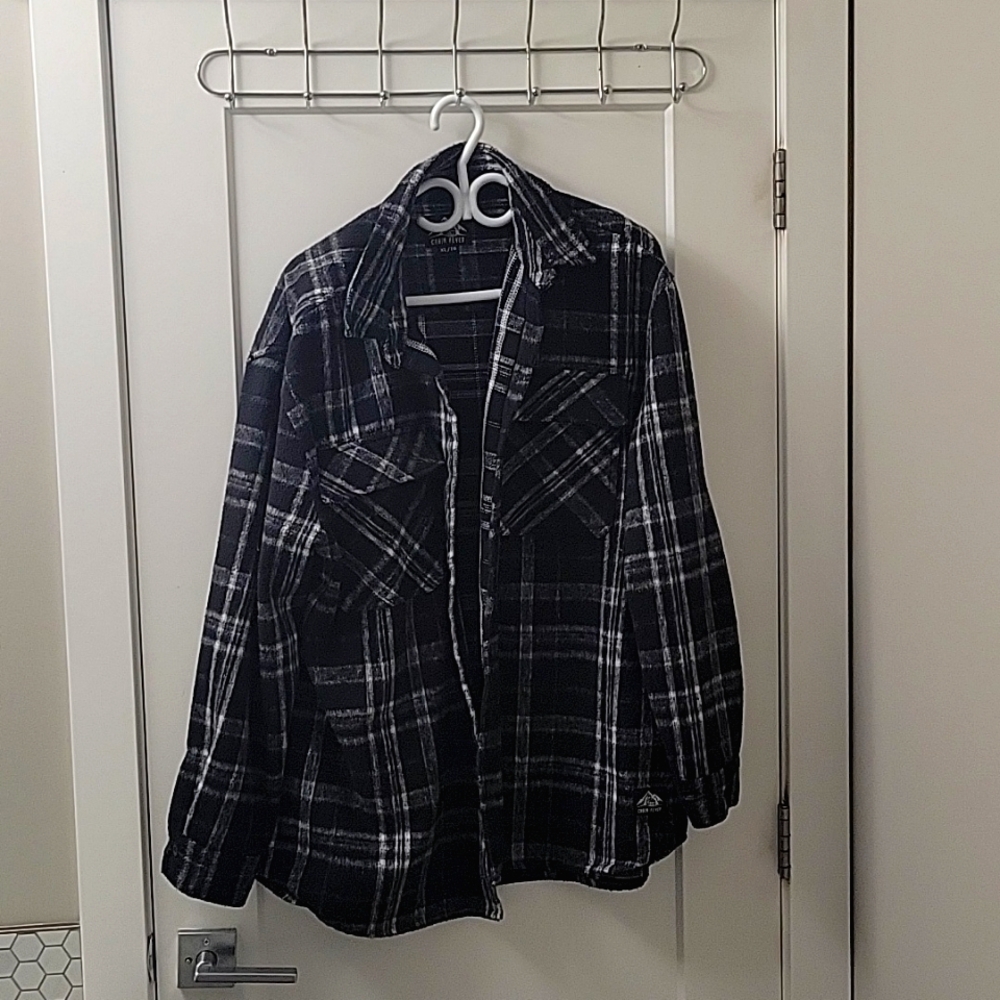 Cabin Fever Shacket, XL/TG, Black and White Checker